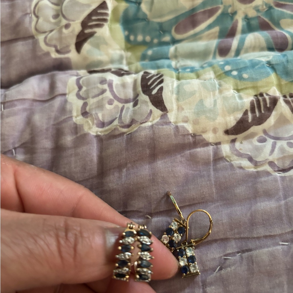 Gold & Blue Stone Drop Earrings - Women's Jewelry